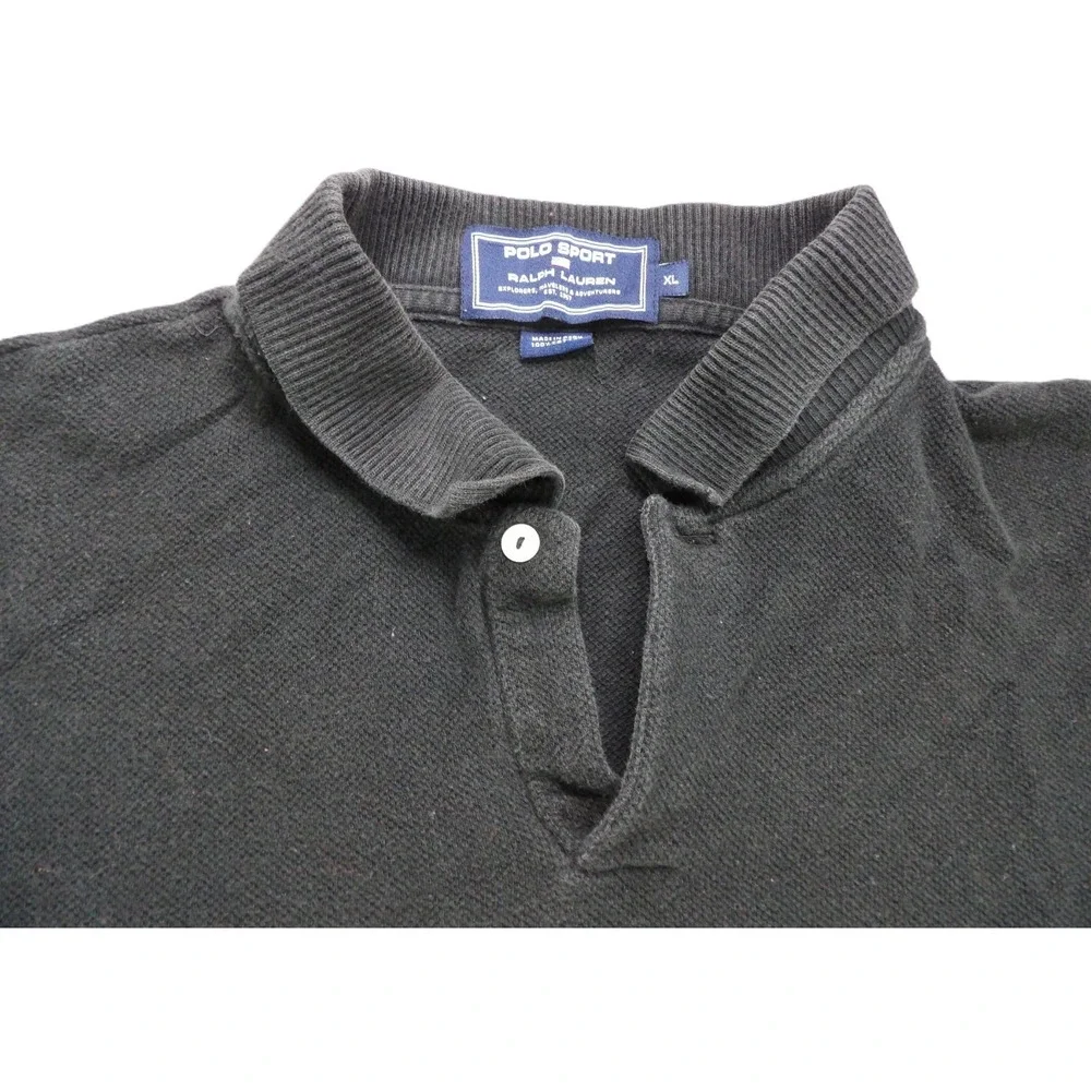 VTG Polo Sport Ralph Lauren Men XL Black Red Colorblock Short Sleeves Shirt 90s